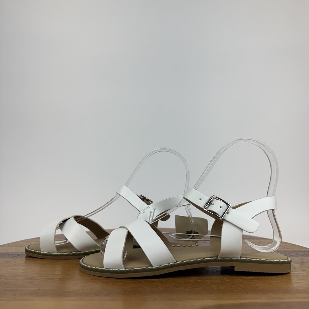 New Girls Big Kids Tucker + Tate Tarya White Strappy Adjustable Sandals Size 1 Y